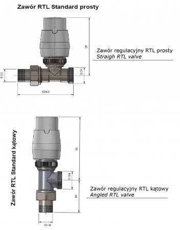 Zawór regulacyjny RTL prosty/ kątowy